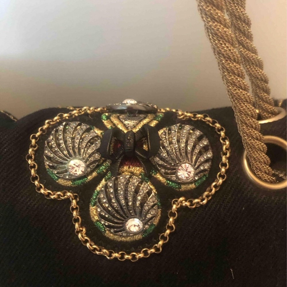 Auth CHANEL Denim Beads Pearls Jumbo Flap Bag RARE - Picture 12 of 16
